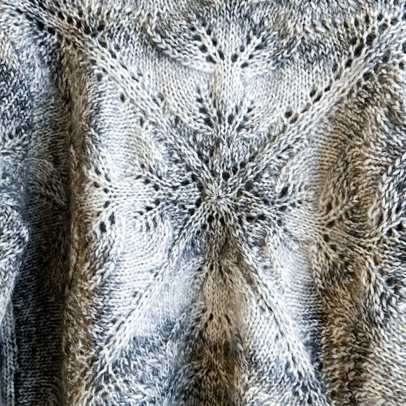 VINTAGE Knit Wool Lace Yoke Sweater Scandinavian/Icelandic Style Grey Pullover - Picture 8 of 13